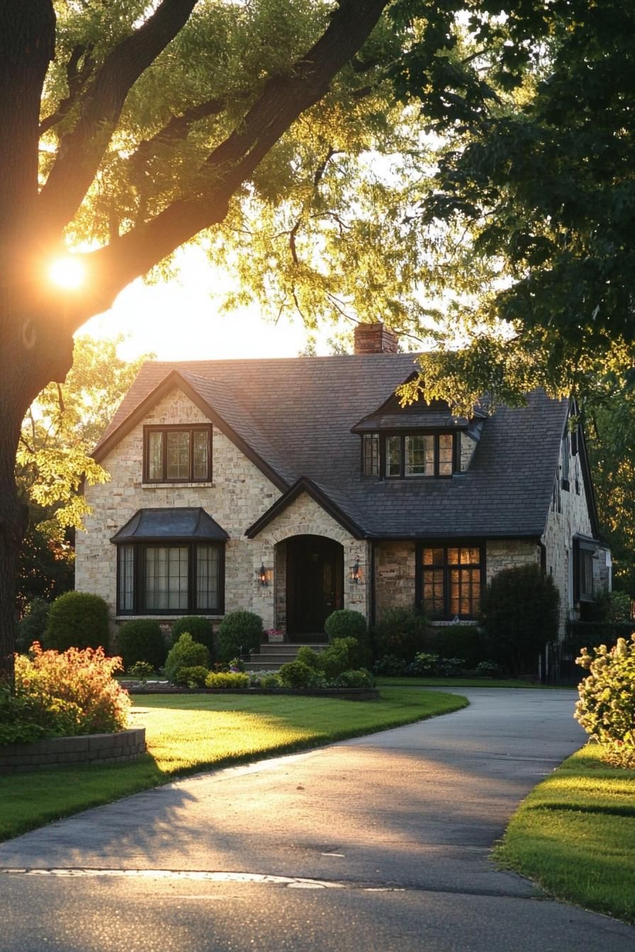 Cozy house at sunset